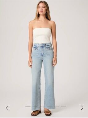 PAIGE Light Blue High-Rise Wide Leg Jeans - Canoga
